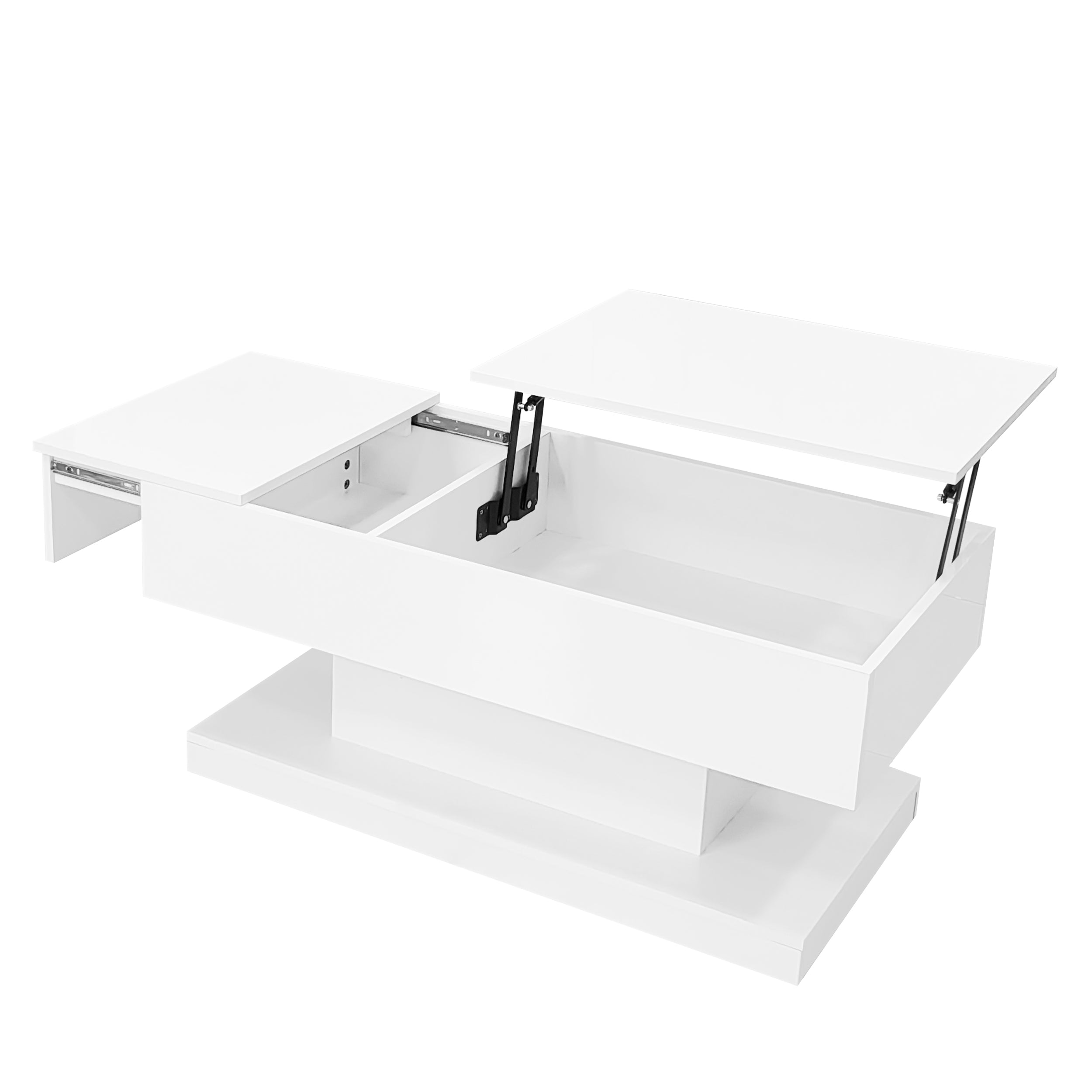 [variant:N892P407974W] High-Gloss Lift-Top Coffee Table with LED Lights image 45