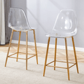 [variant:W3806P407775] Modern Transparent Bar Stools with Gold Metal Legs image 1