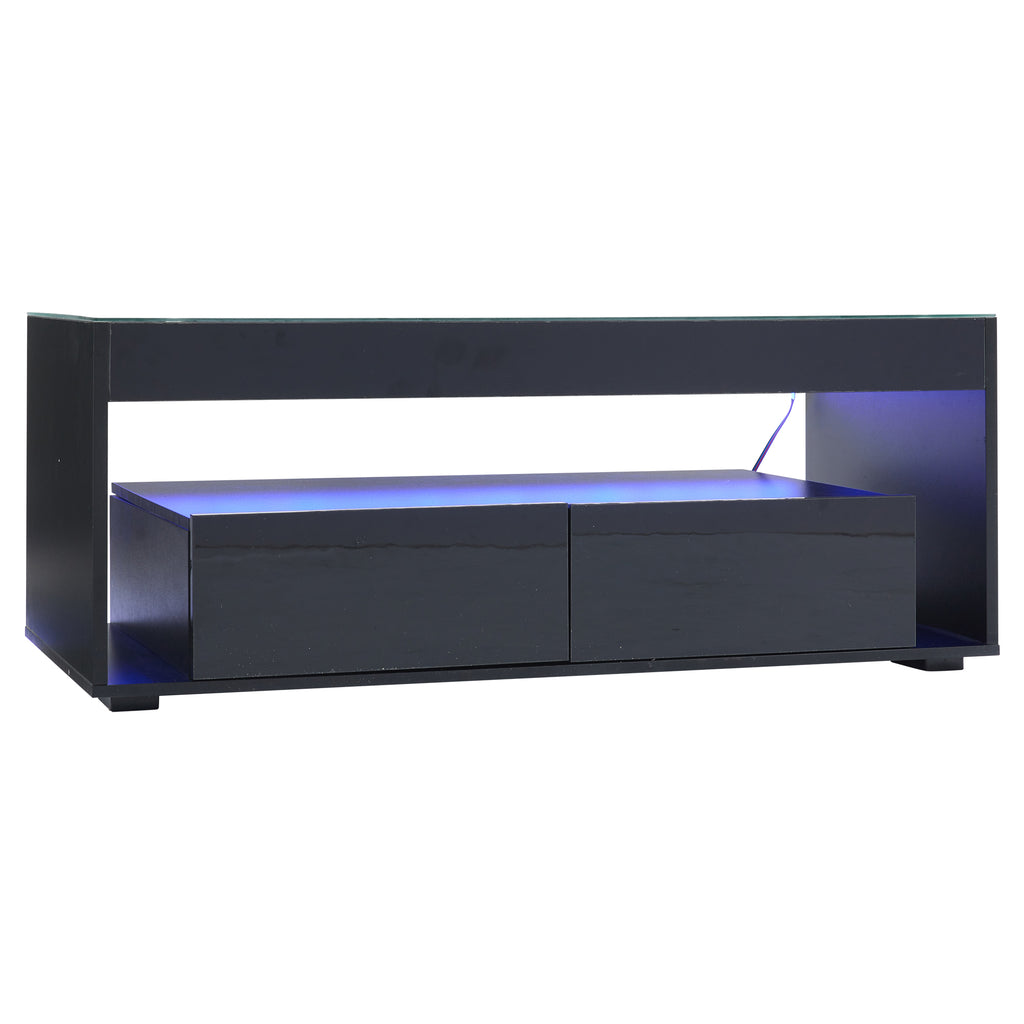 [variant:N892P428787B] High-Gloss LED Coffee Table with Glass Top and Drawers image 51