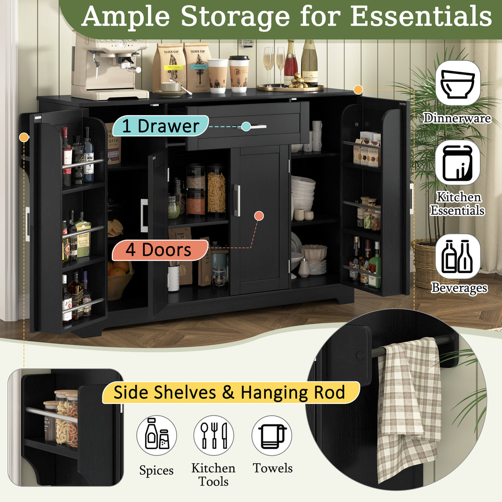 [variant:N889P443144B] Modern 4-Door Sideboard with Drawer image 6