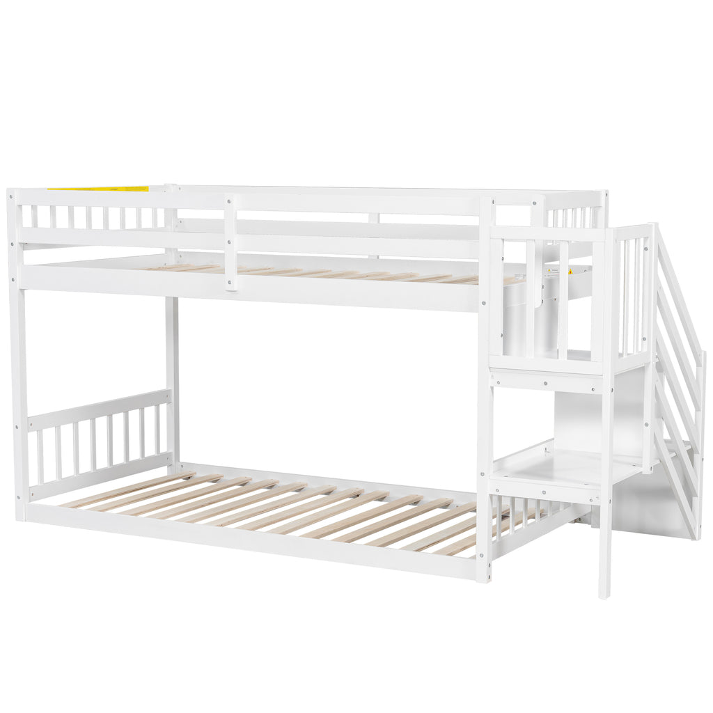 [variant:GX000106AAK] Twin-over-Twin Low-Profile Bunk Bed with Storage Ladder – White image 12