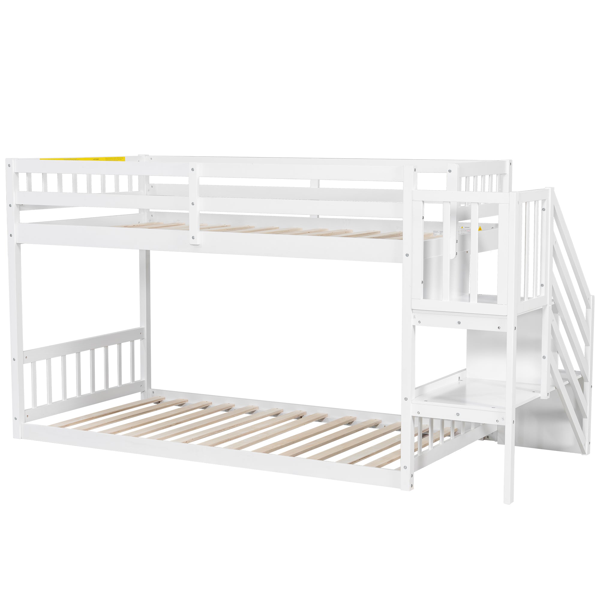 [variant:GX000106AAK] Twin-over-Twin Low-Profile Bunk Bed with Storage Ladder – White image 12
