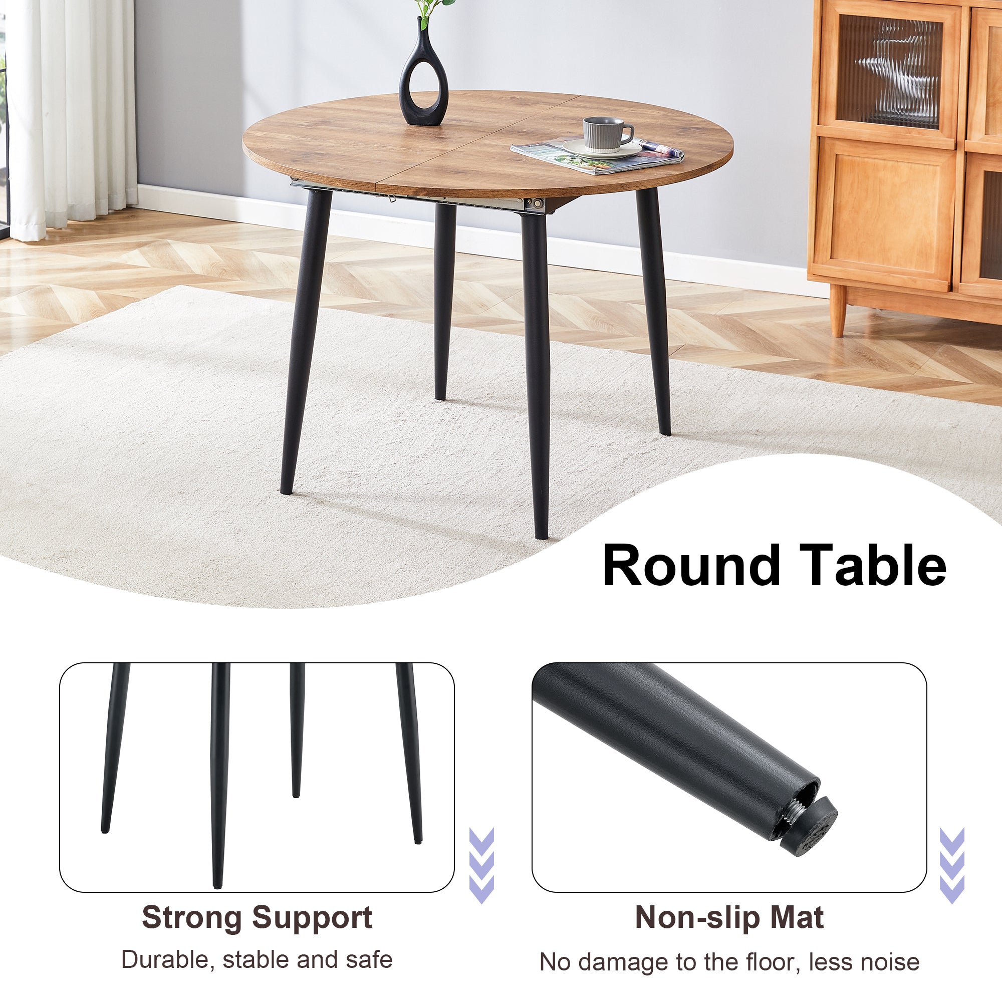 [variant:W3806S00005] Extendable Wood-Look Dining Table image 10
