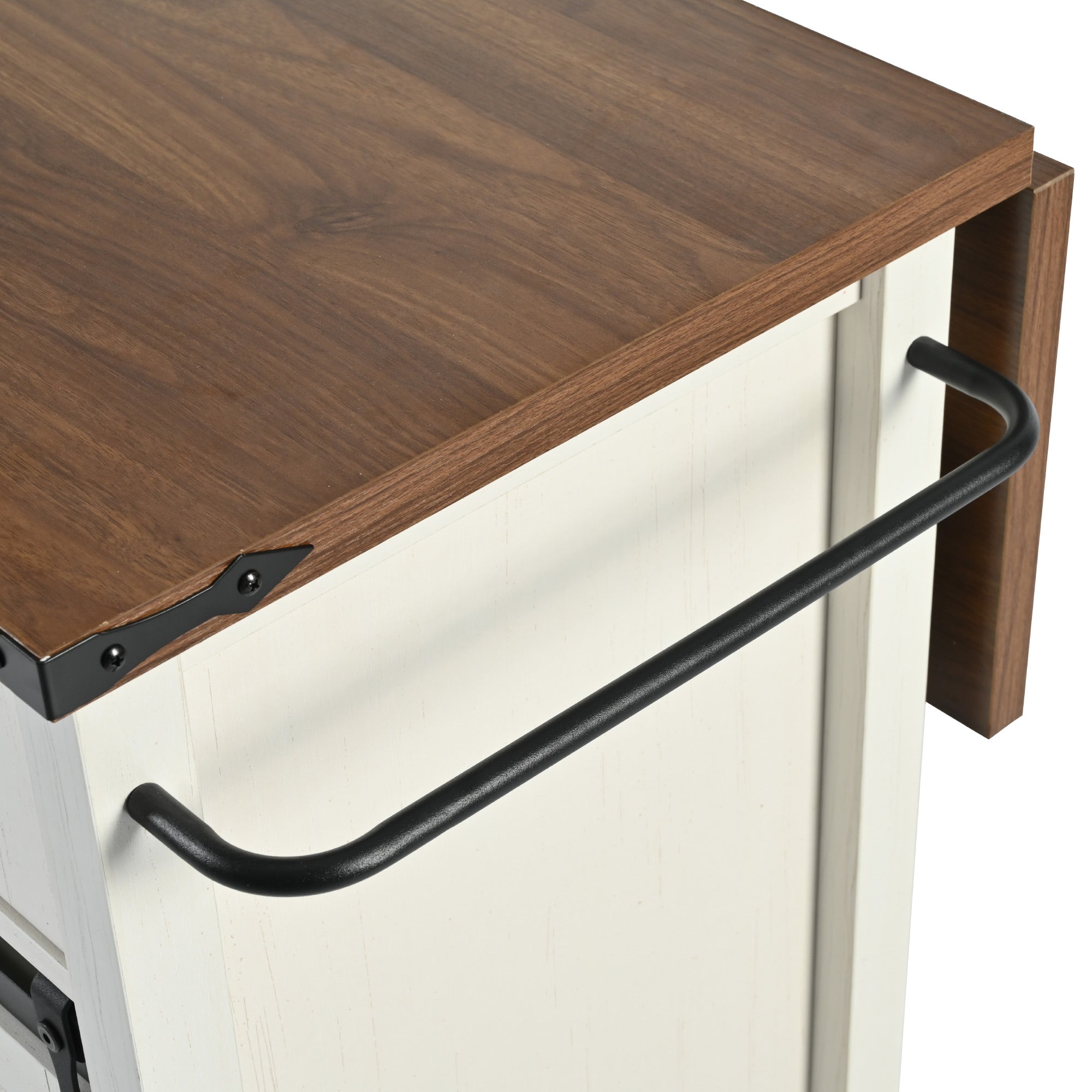 [variant:N853S379573W] Farmhouse Kitchen Island with Drop Leaf, Power Outlet and Sliding Barn Doors – 53.75-Inch image 44