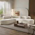 [variant:N851S0040A] 122-Inch Curved Sectional Sofa with Round Cushions – Beige image 1