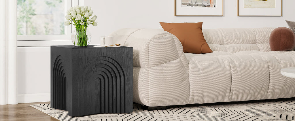Round Wood End Table — [variant:N876P386371B] Black image 12