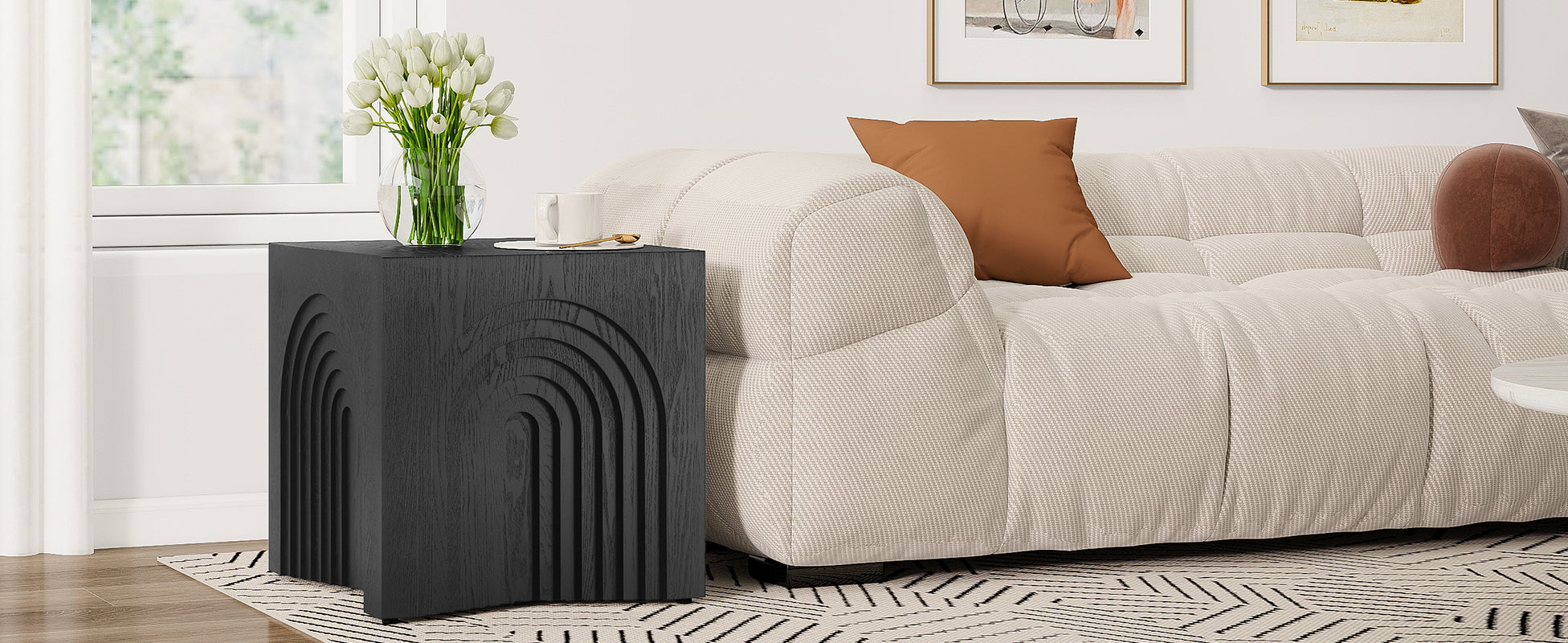 Round Wood End Table — [variant:N876P386371B] Black image 12