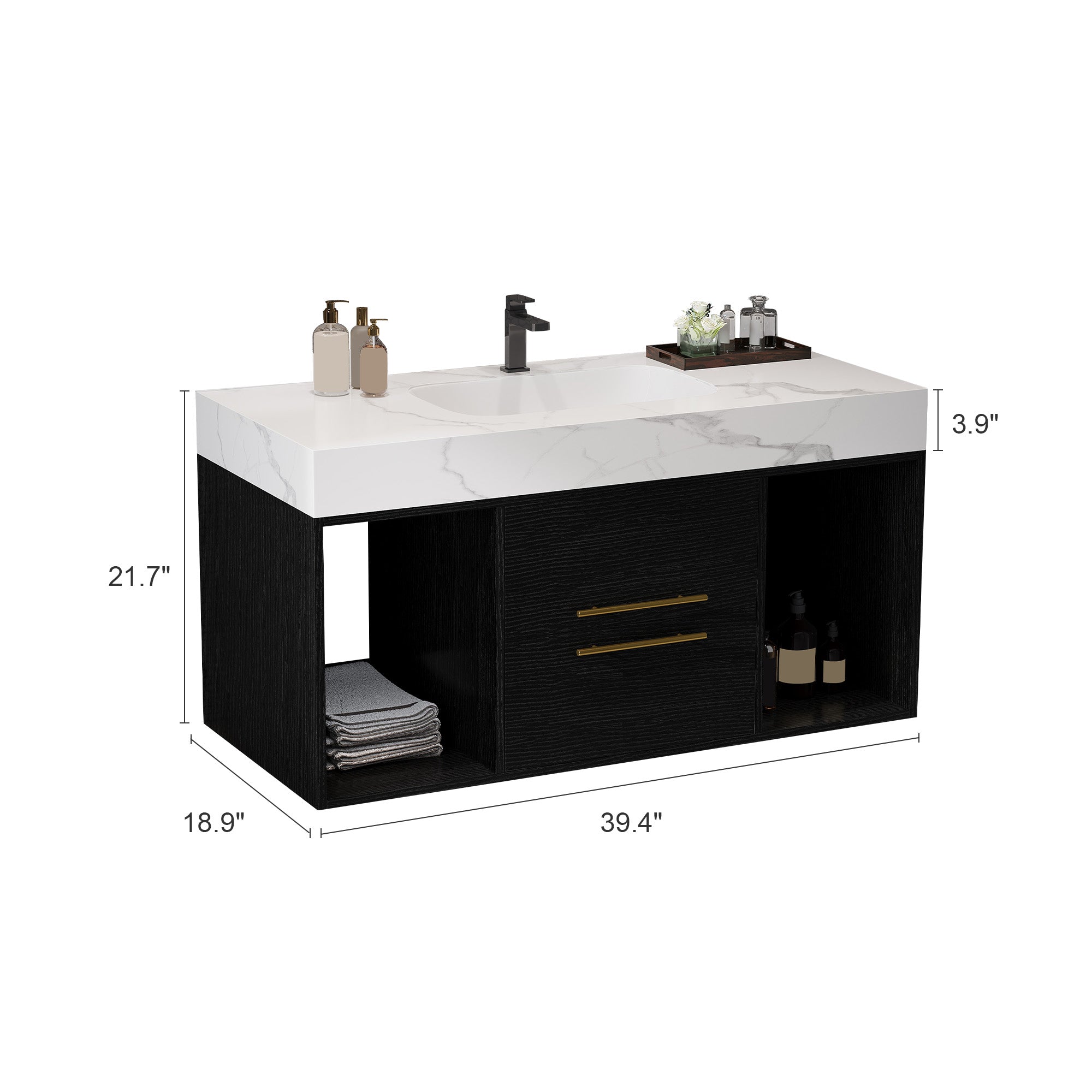 [variant:W5307S00005] Floating Bathroom Vanity with Ceramic Sink – 39.4-Inch image 12