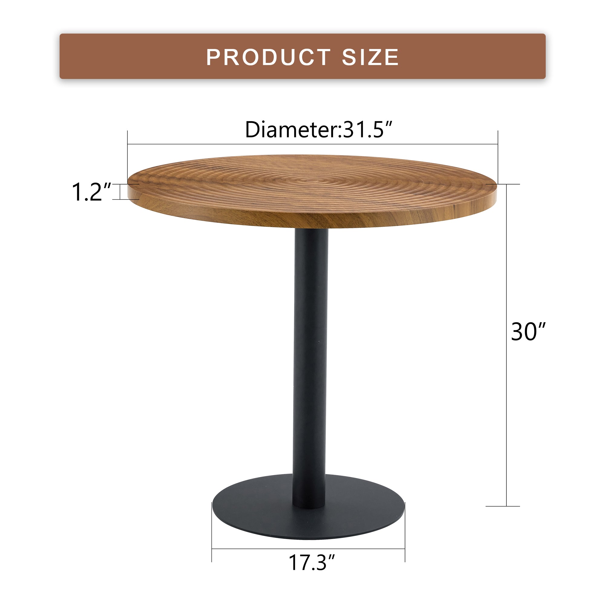 [variant:W3806P409447] Round Dark Wood-Grain Dining Table – 31.5-Inch image 4
