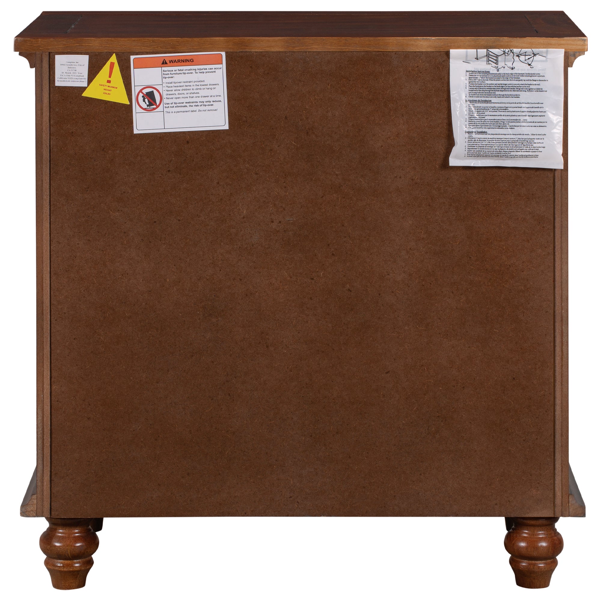 3-Drawer Nightstand with Pull-Out Tray – 27.6-Inch — [variant:N889P444139D] Brown image 11