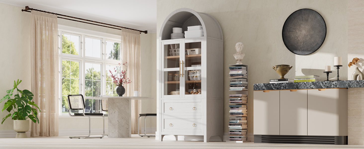 [variant:N853P387781W] Arched Glass-Door Pantry Cabinet – 71-Inch image 5