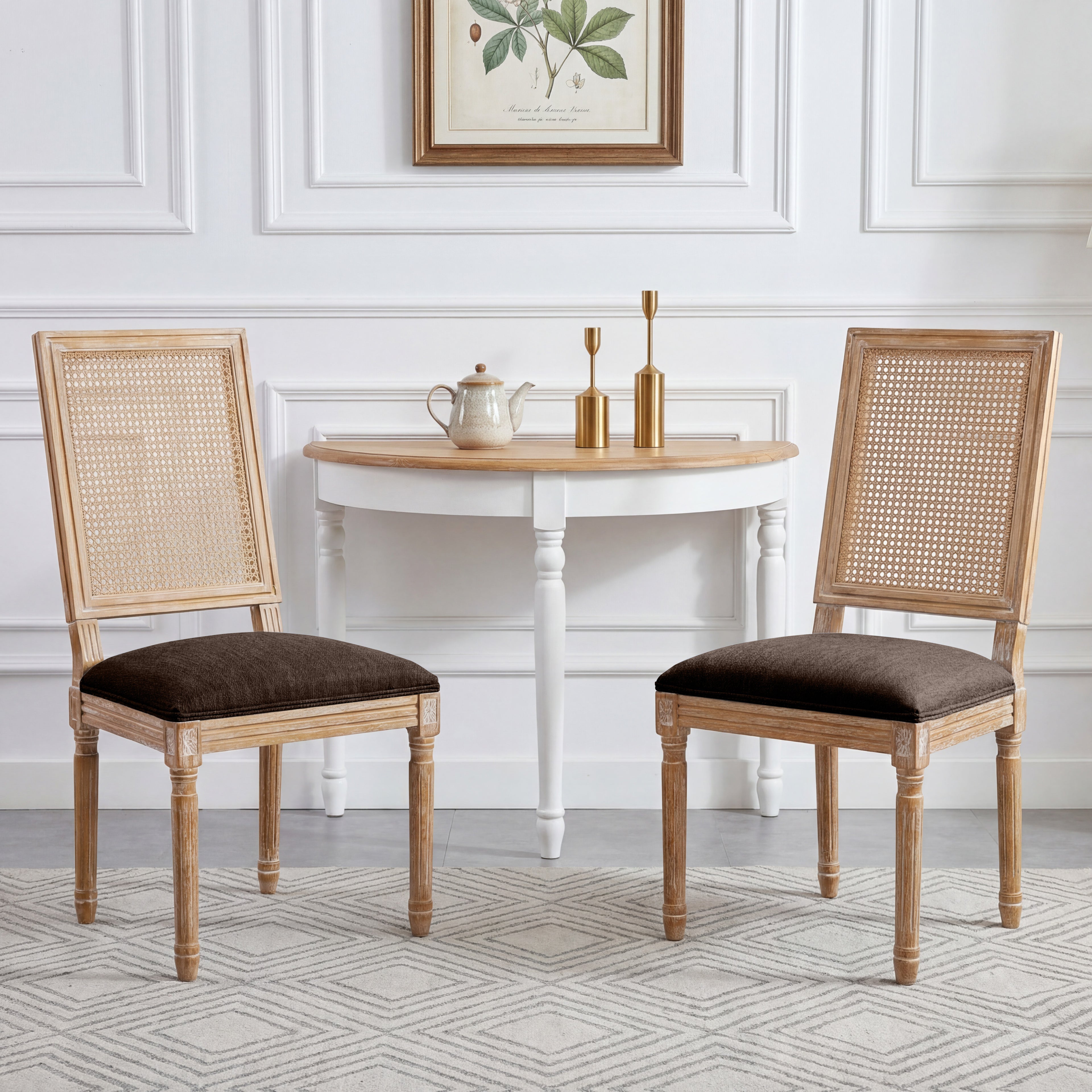 [variant:N881P416026D] French Cane-Back Dining Chairs – Set of 2 – Brown image 1