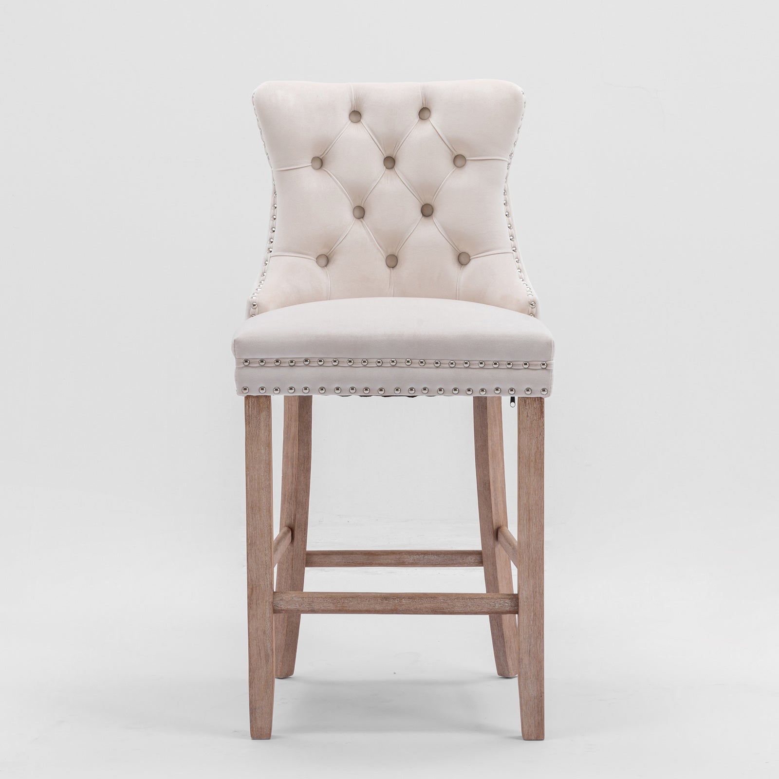 [variant:W5755P474584] Set of 2 Beige Velvet Bar Stools image 2
