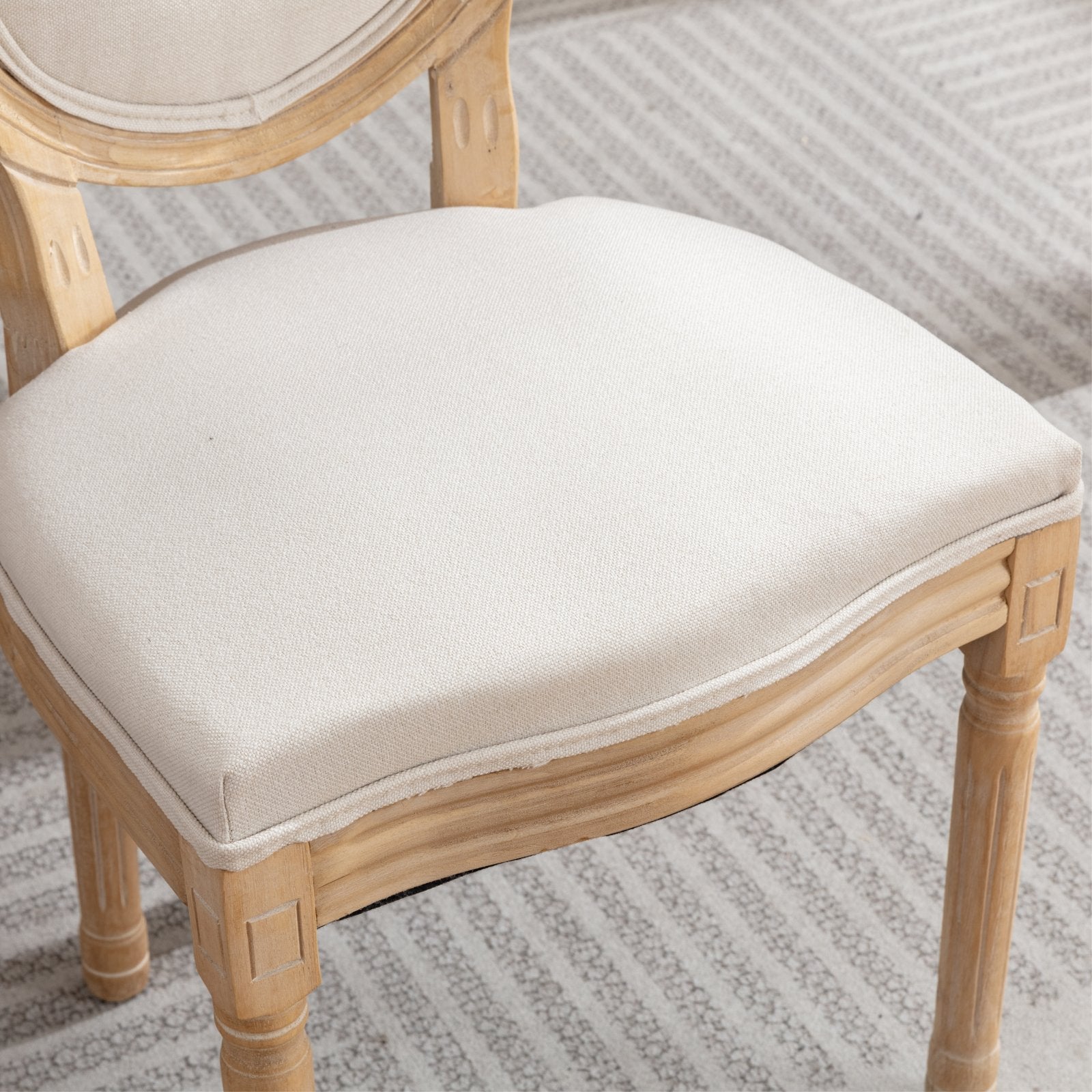 [variant:W5755P474629] Set of 2 French-Style Solid Wood Dining Chairs – Beige image 9