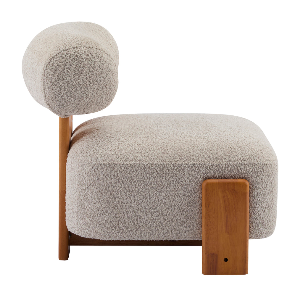 Modern Bouclé Lounge Chair — [variant:N913P495894A] Almond,Natural image 11