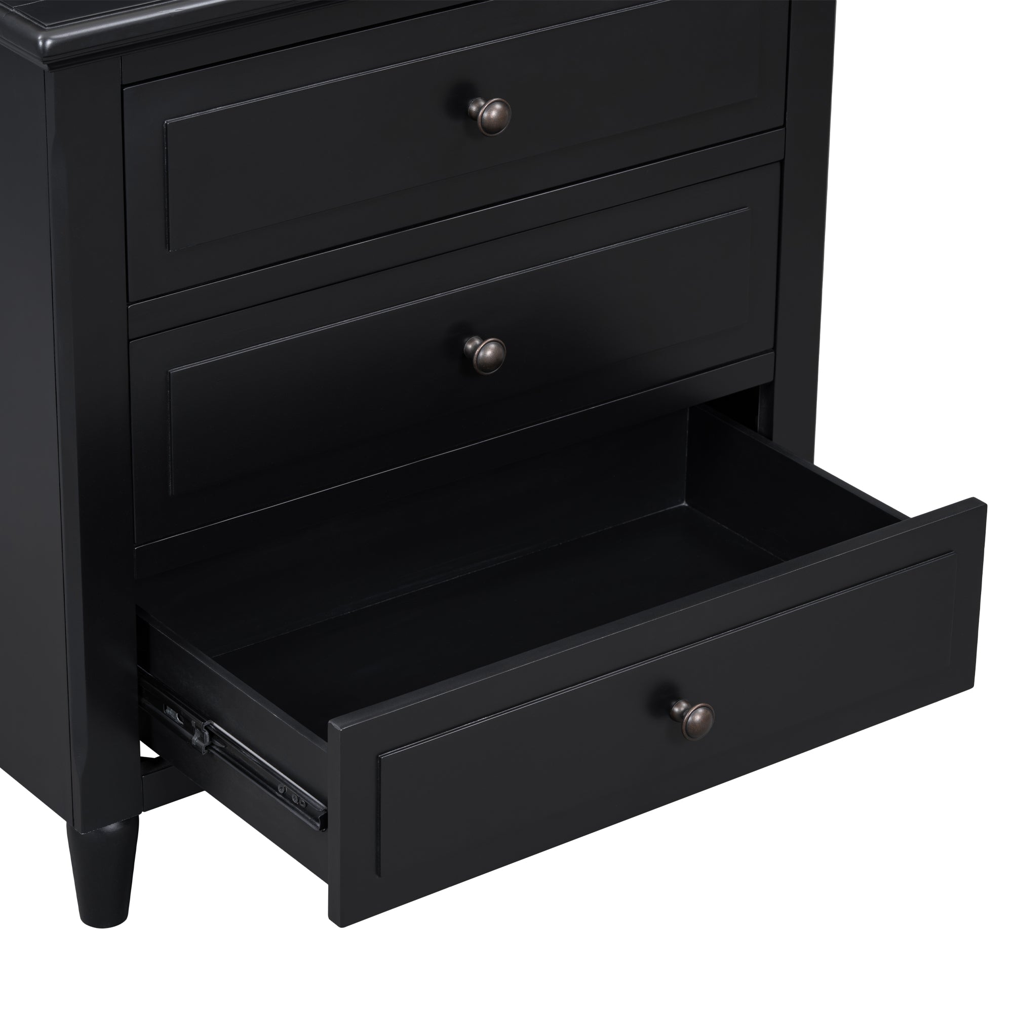 3-Drawer Painted Nightstand – 28-Inch — [variant:N889P444140B] Black image 8