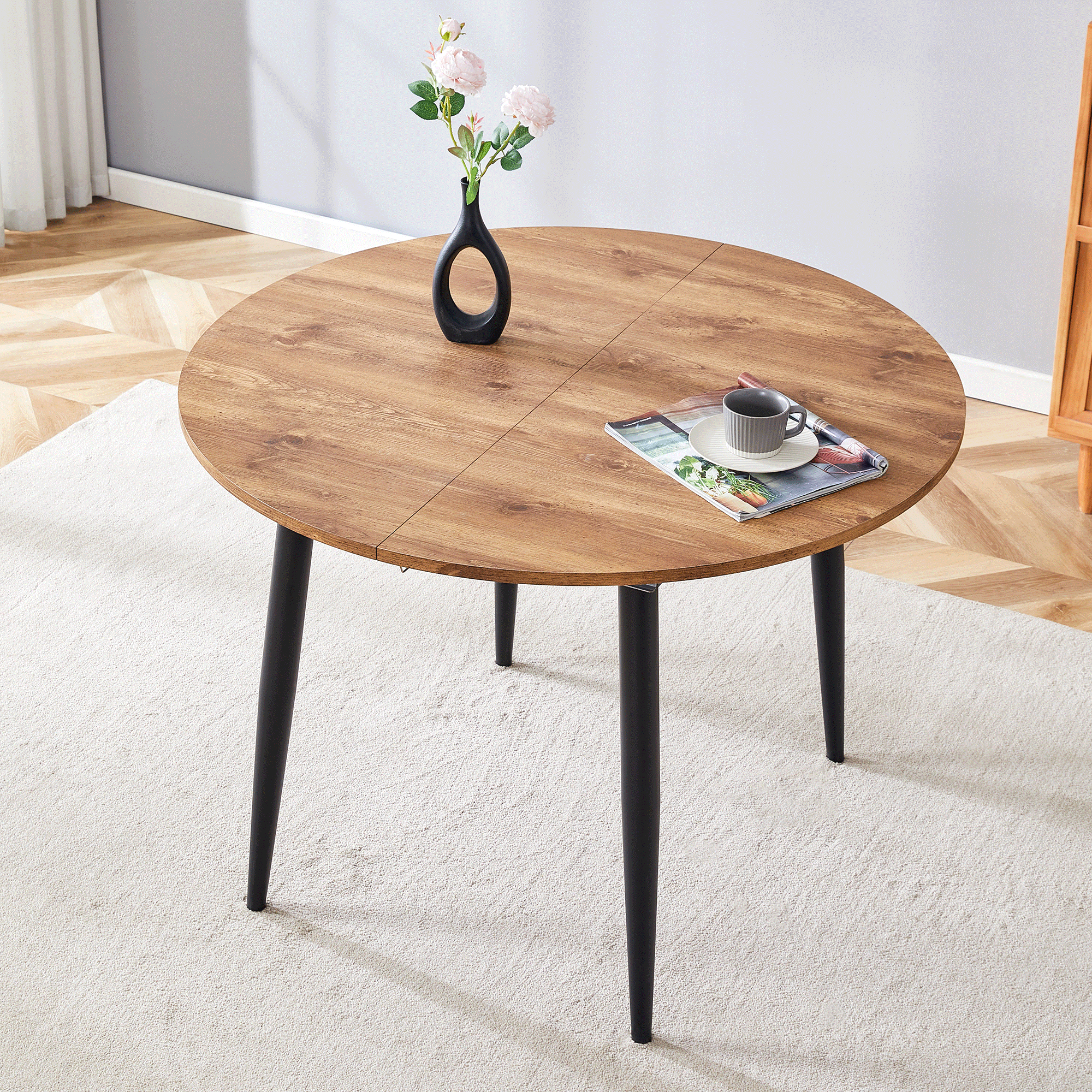 [variant:W3806S00005] Extendable Wood-Look Dining Table image 4