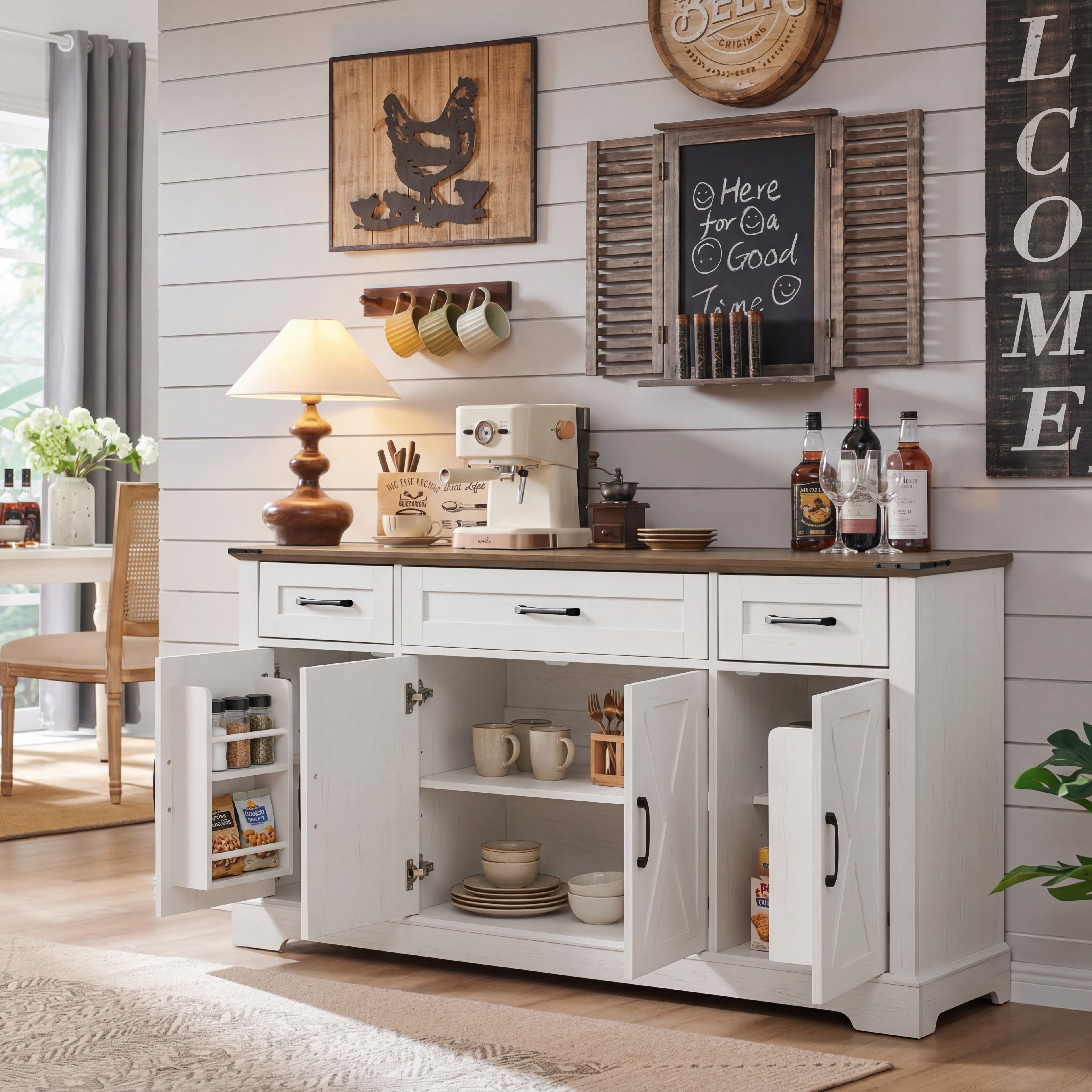 [variant:N853P444963W] 55-Inch Farmhouse Buffet Cabinet with Drawers image 22