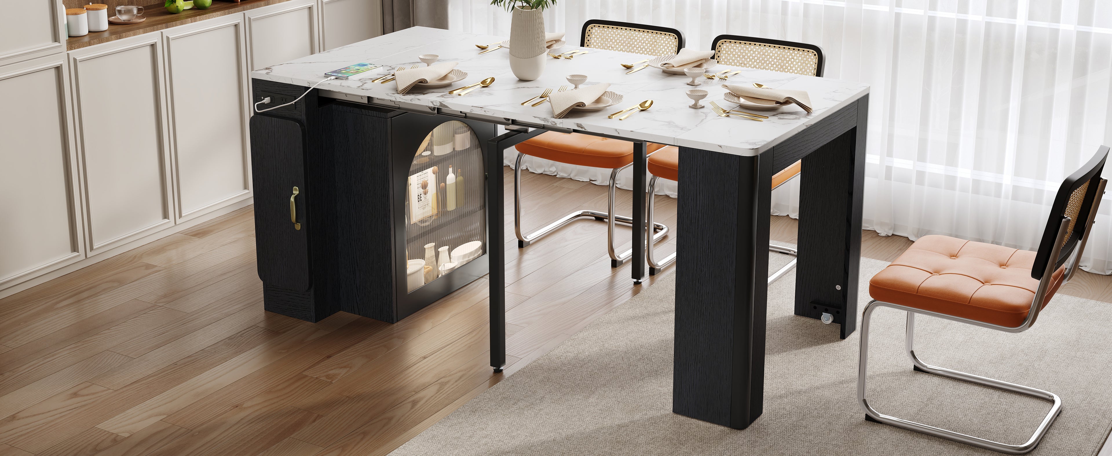 [variant:XW000024AAB-CA] Rolling Kitchen Island with Extendable Dining Table image 8