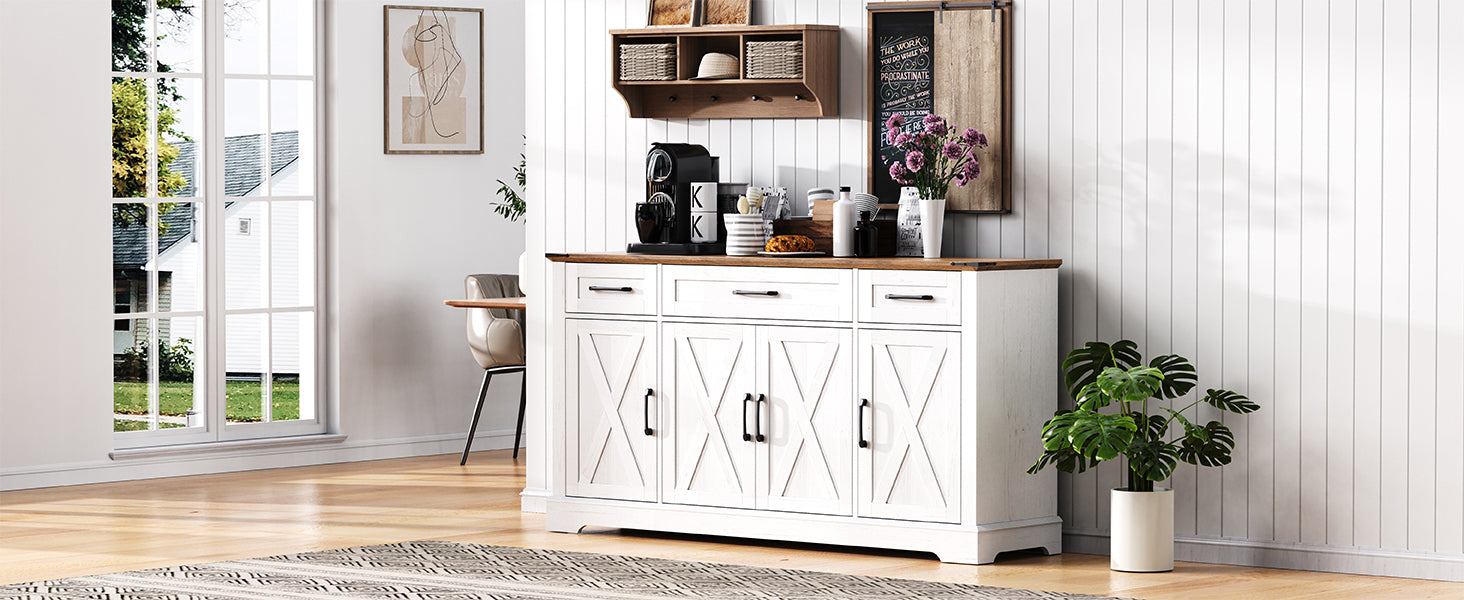 [variant:N853P444963W] 55-Inch Farmhouse Buffet Cabinet with Drawers image 11