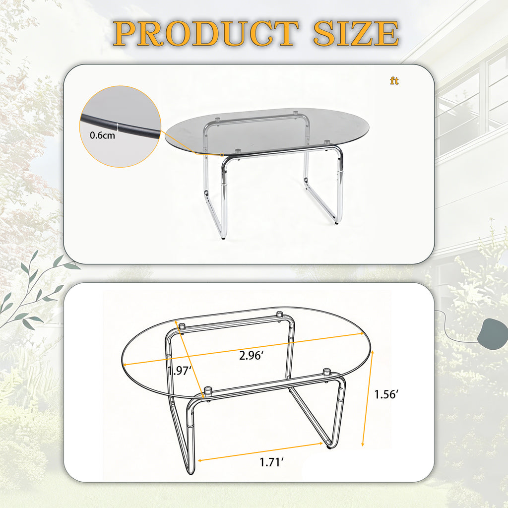 Curved Tempered-Glass Coffee Table — [variant:W3738P499158] Grey image 5