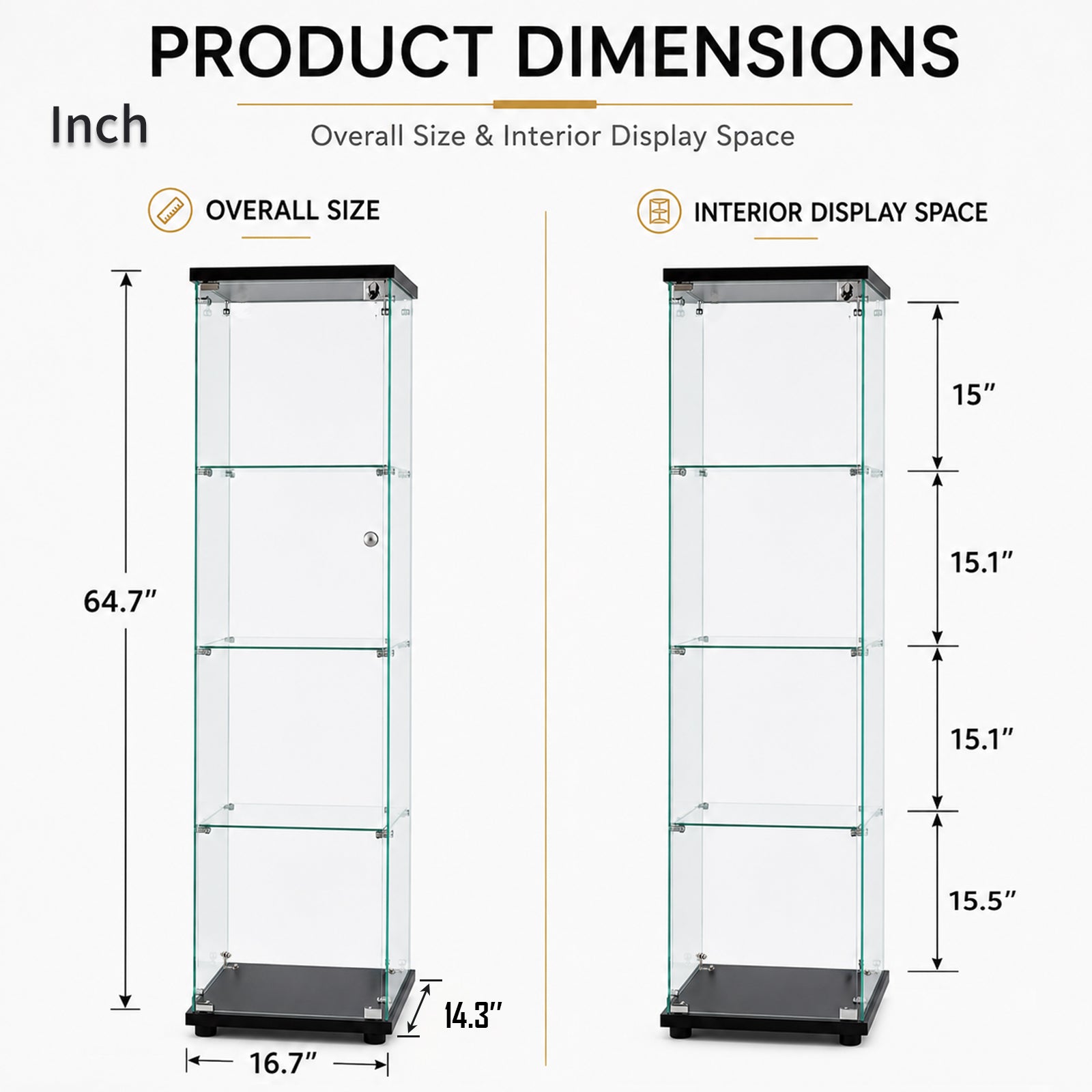 [variant:W3738P360367] 4-Shelf Tempered Glass Display Cabinet – Black image 7