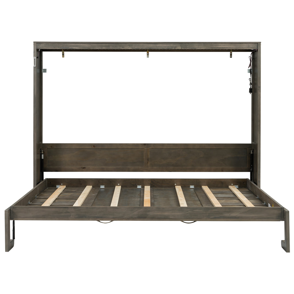 [variant:N8470004035D-1] Queen LED Murphy Bed Cabinet – Brown image 17