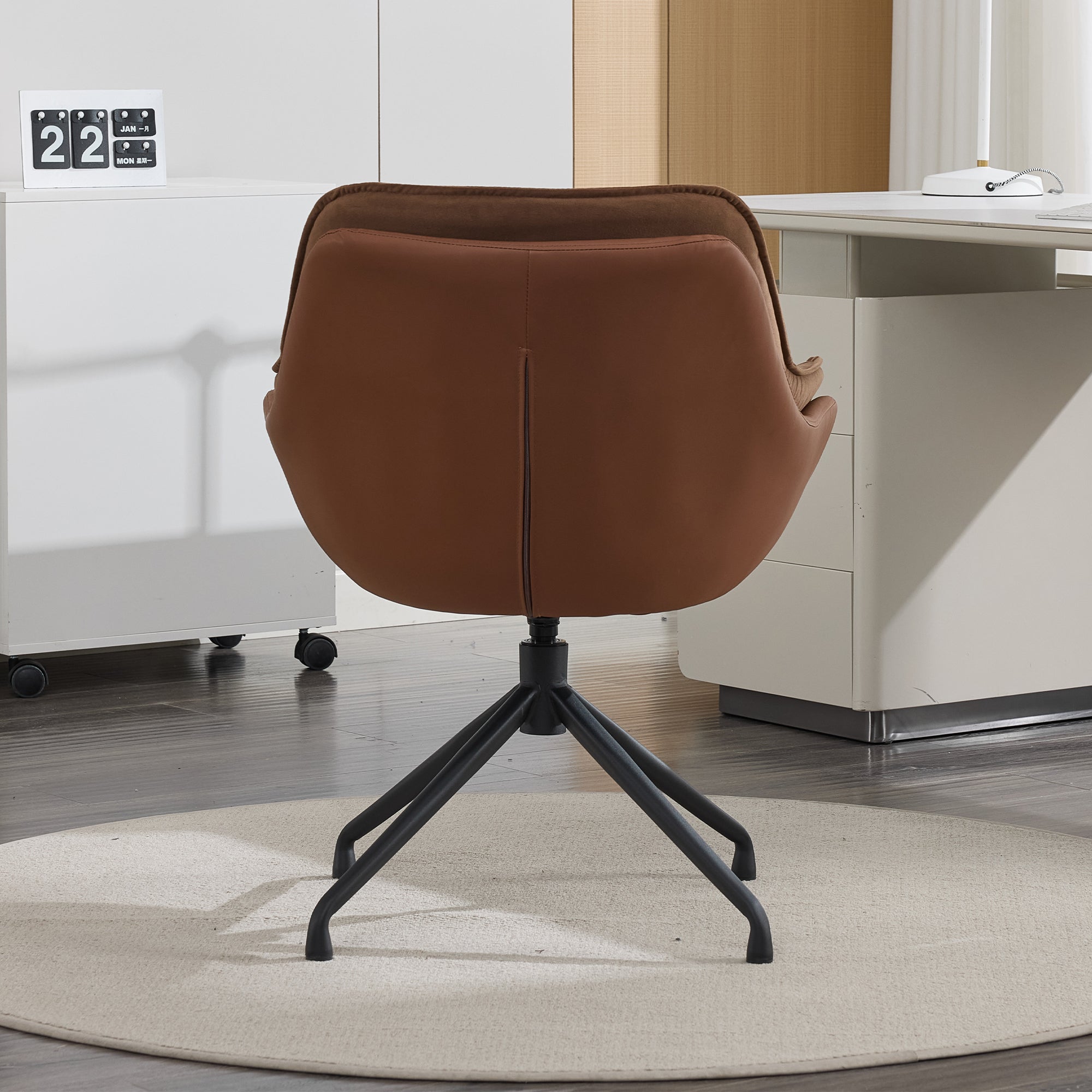[variant:W5031P479728] Brown Faux Leather Swivel Accent Chair image 4