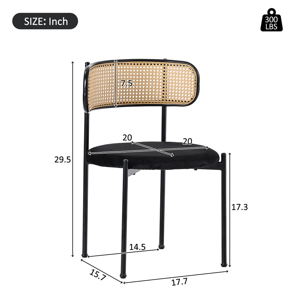 [variant:N859P374642S] Set of 4 Modern Black Velvet Dining Chairs image 8