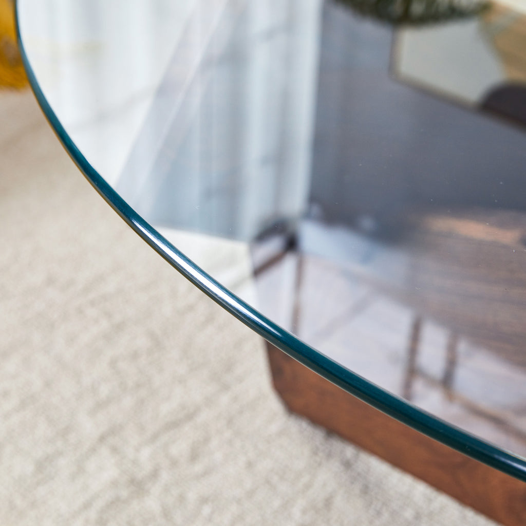 [variant:W3806P404749] Round Glass Coffee Table with Walnut-Finish Base – 33.4-Inch image 10