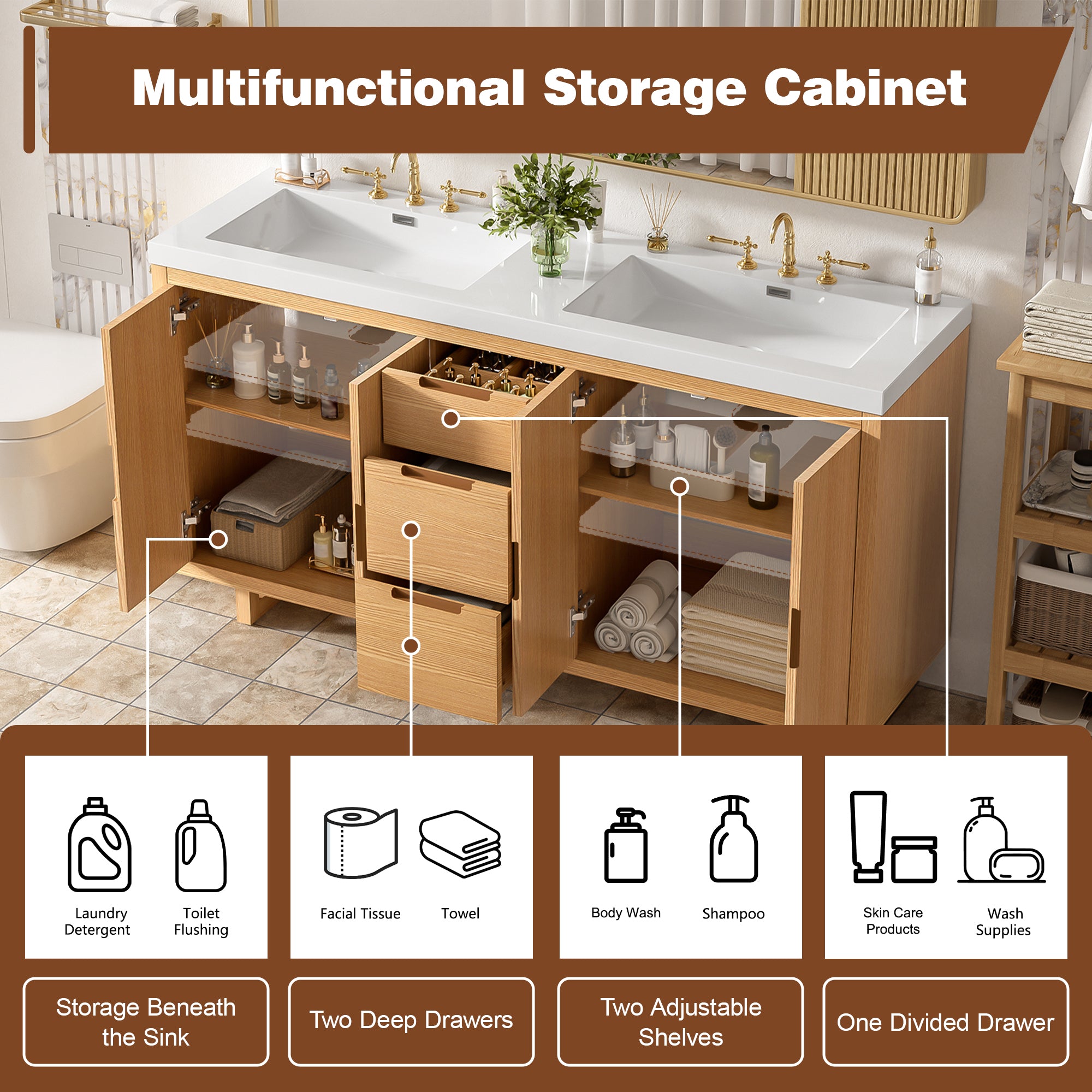 [variant:N848P000022N] Double-Sink Bathroom Vanity with SMC Sink – 59.3-Inch image 4