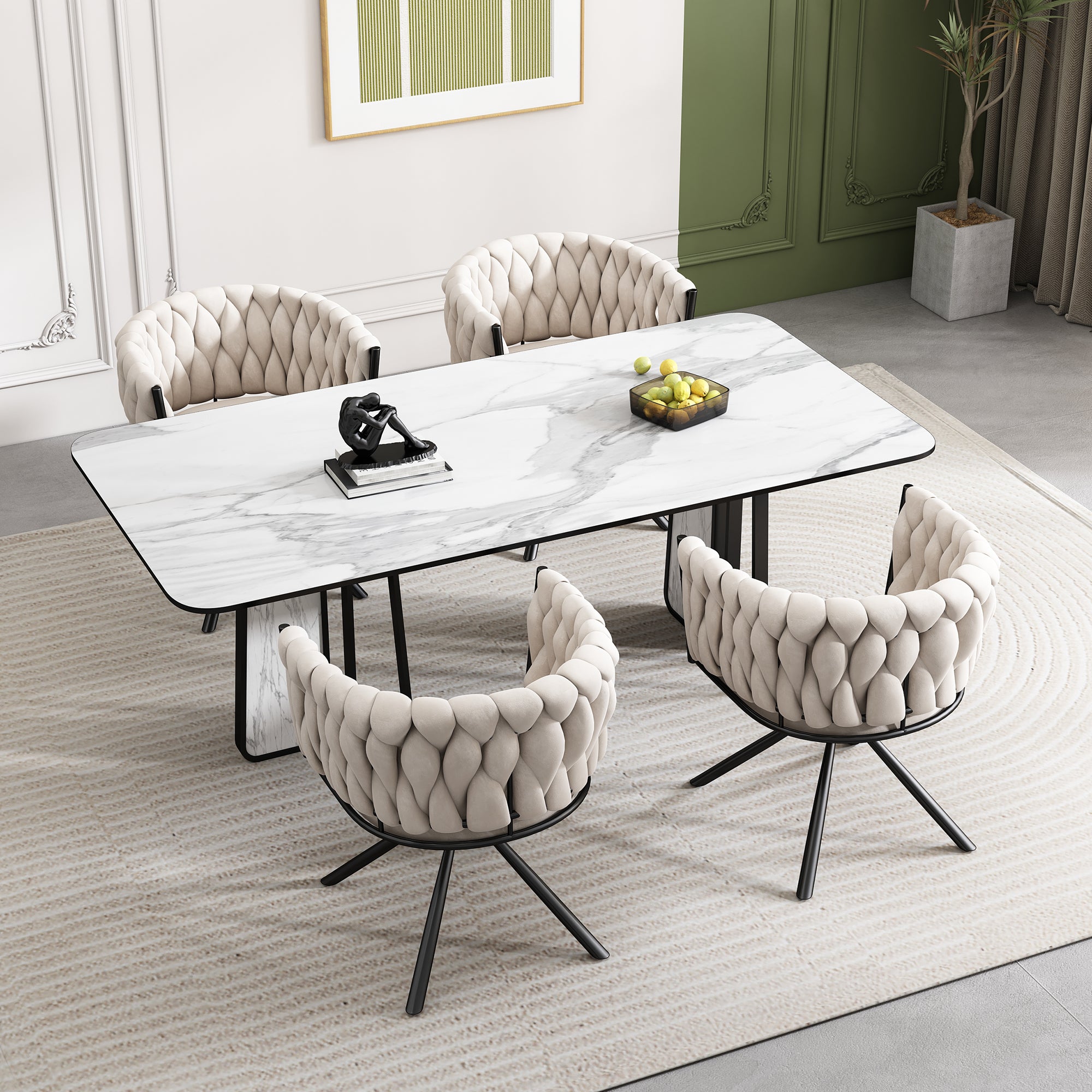 [variant:N859P374639B] Set of 2 Beige Velvet Dining Chairs image 3