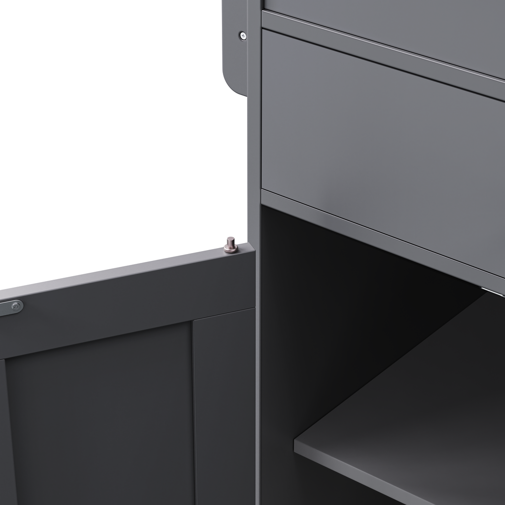 [variant:N853P386264G] Extendable Rolling Kitchen Island with Dining Table – Gray, 74.5-Inch image 10