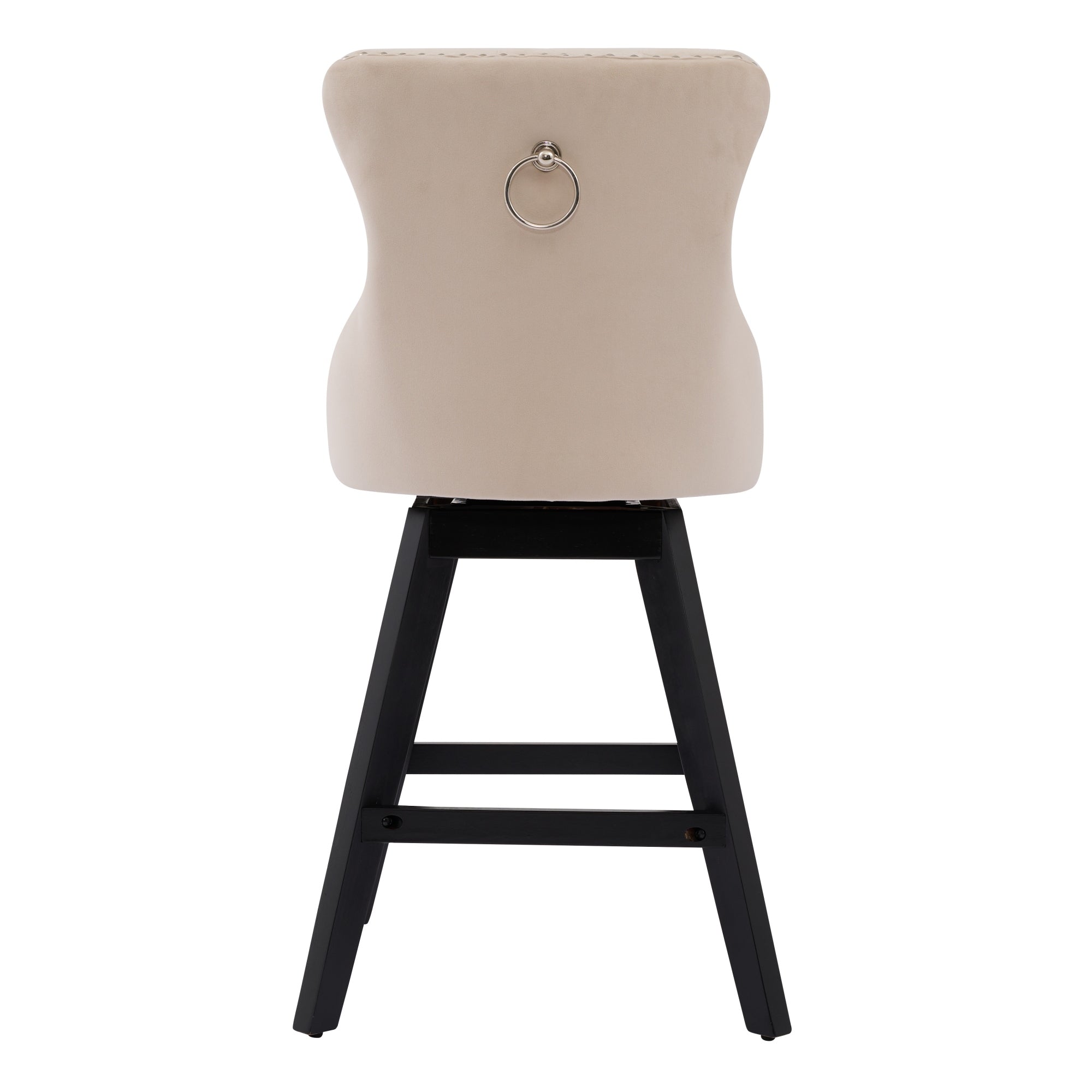 [variant:W5755P512968] Set of 2 Beige Velvet Swivel Bar Stools image 7