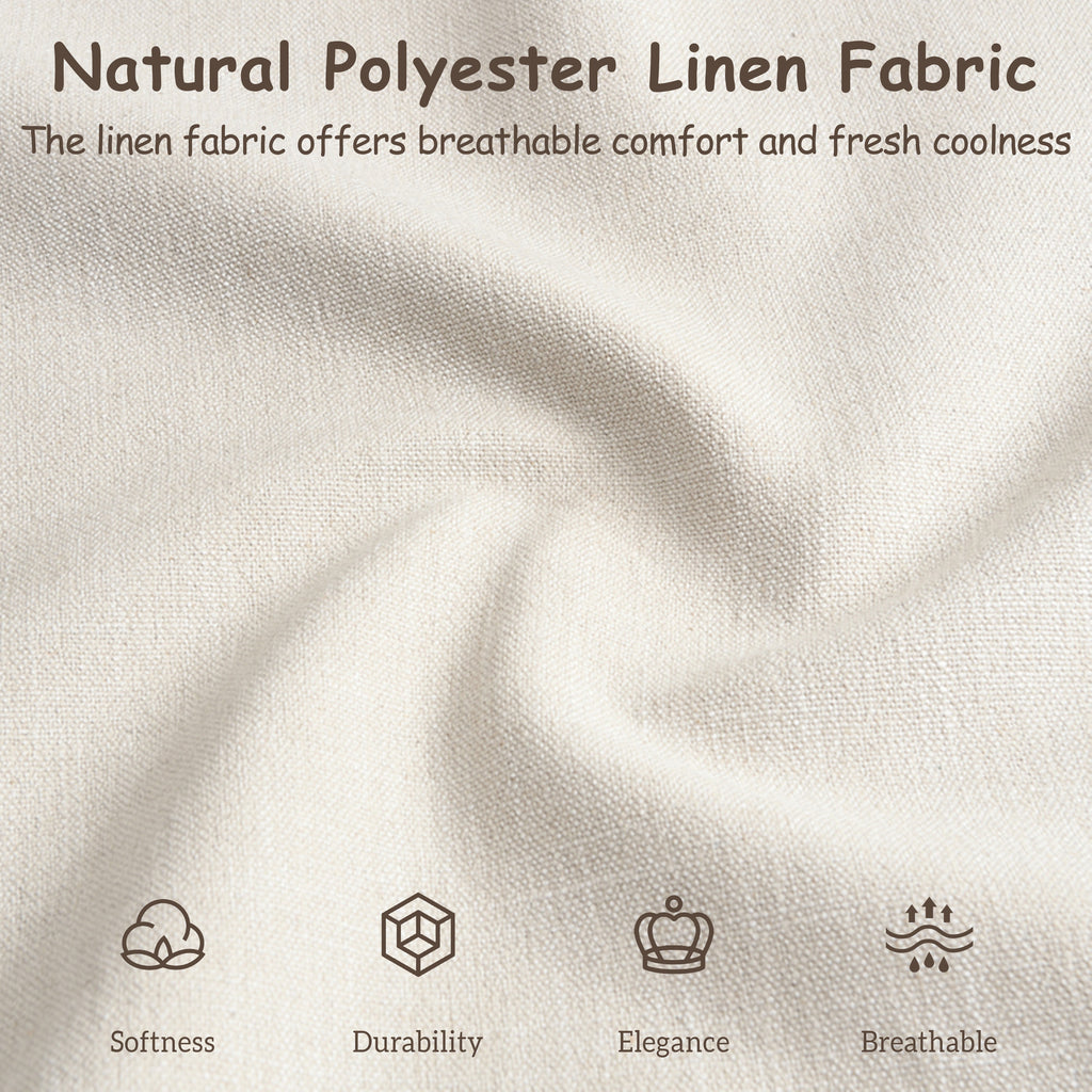[variant:N859Q000022I] Queen Linen Upholstered Canopy Bed – Beige & Bronze image 8