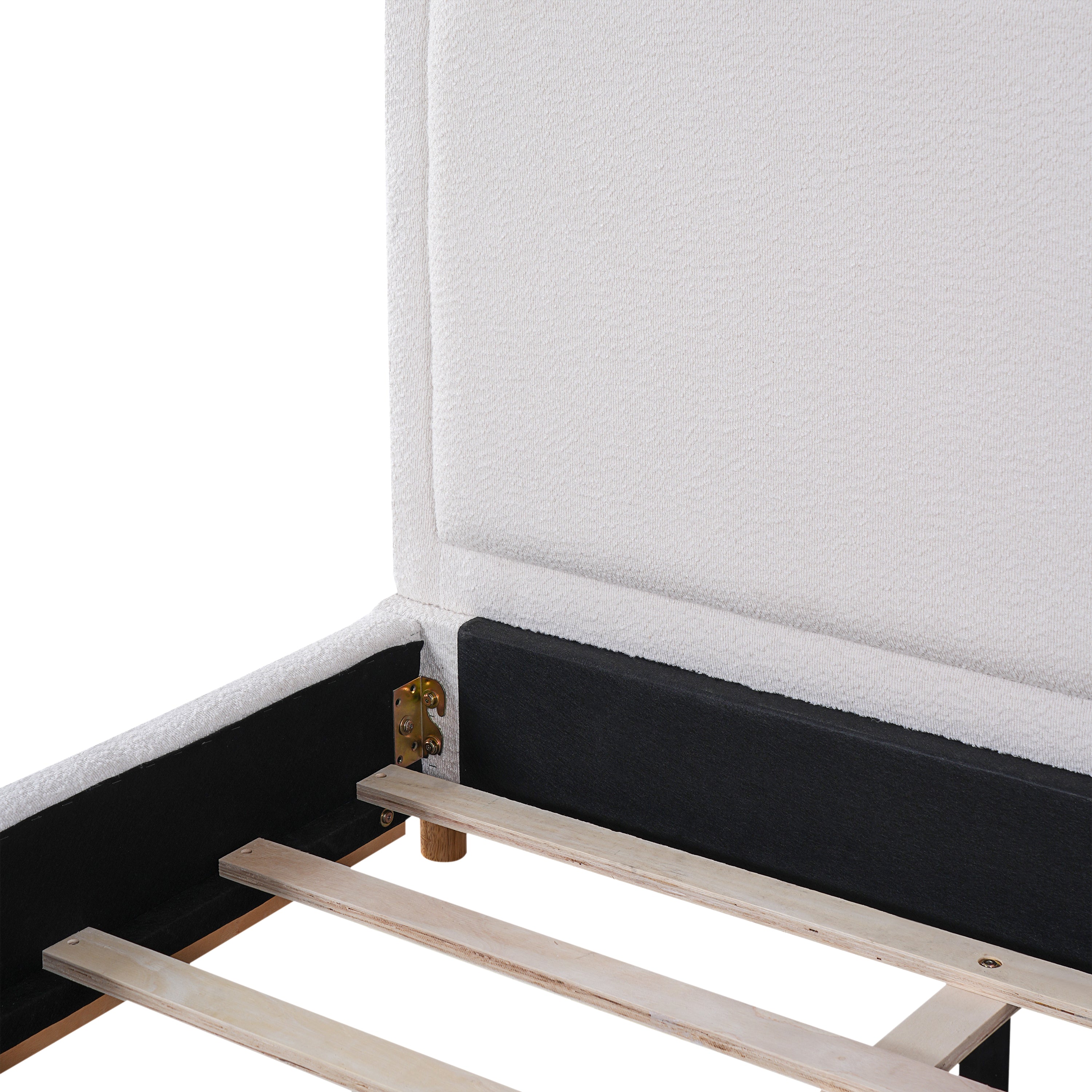 [variant:N859K000012W] King Bouclé Platform Bed with Curved Headboard – White image 19