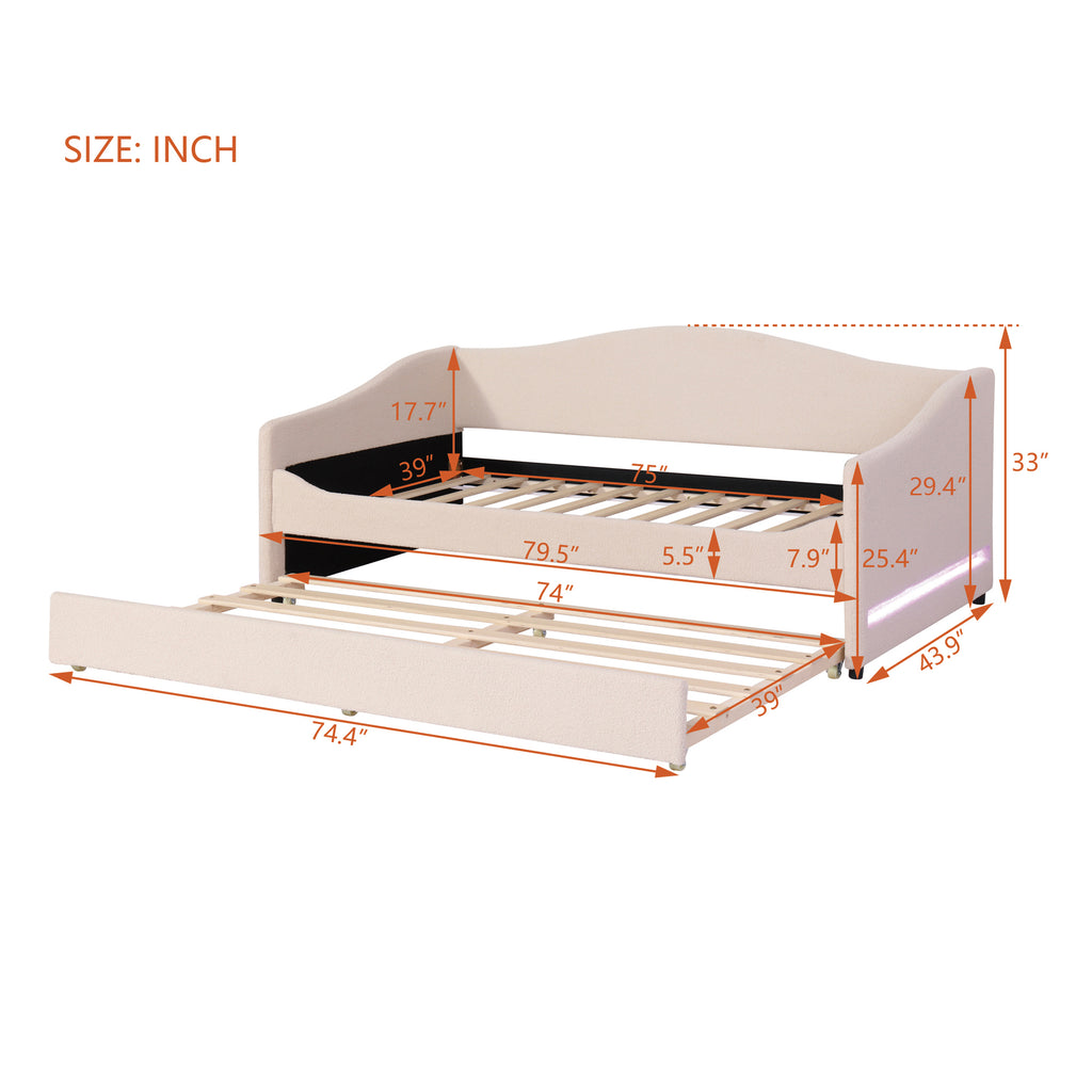 [variant:N850S00065A] Teddy Fleece Twin Daybed with Light and Trundle image 5