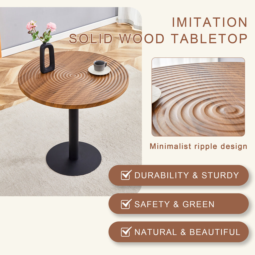 [variant:W3806P409447] Round Dark Wood-Grain Dining Table – 31.5-Inch image 5