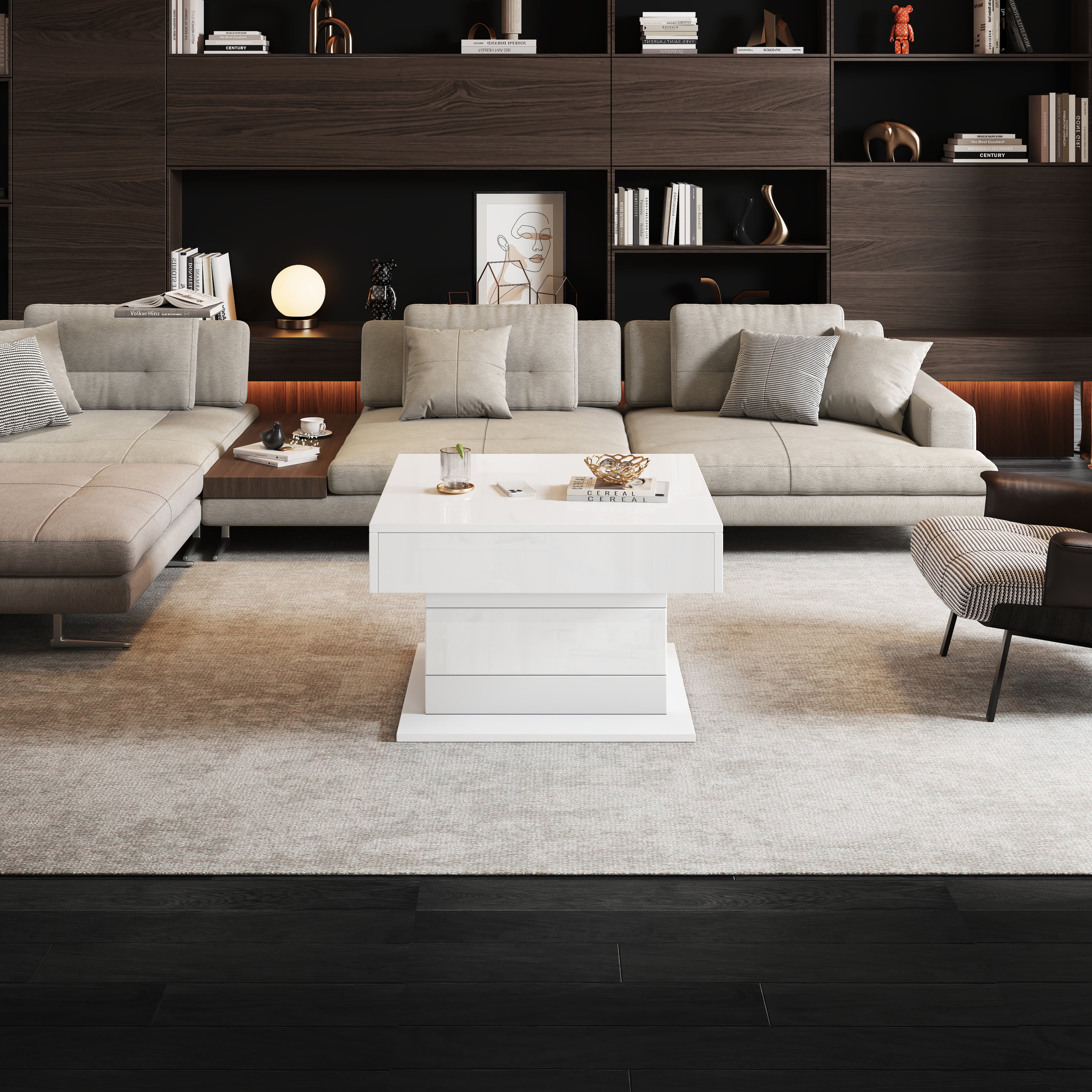 [variant:N892P423296W] 360° Rotating Lift-Top Coffee Table with Drawer image 2