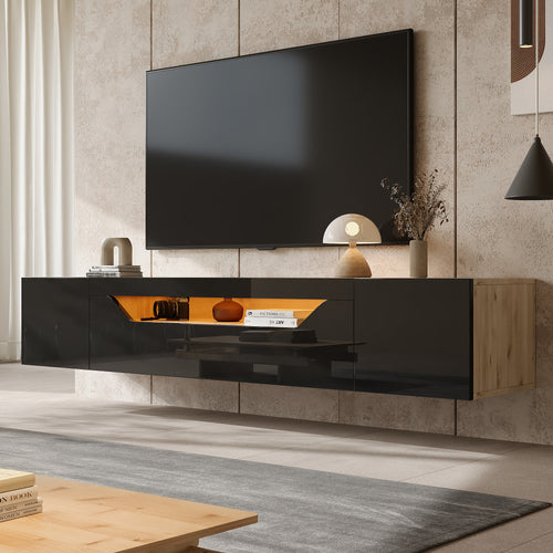 [variant:N892P428793Z] Floating LED TV Stand with Storage image 1