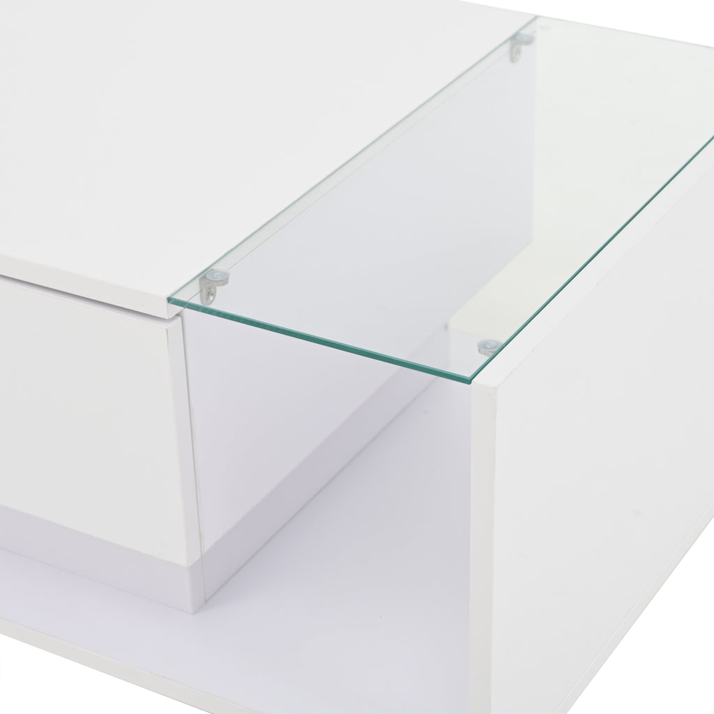 [variant:N892P423295W] High-Gloss LED Coffee Table with Drawer and Glass Top image 29