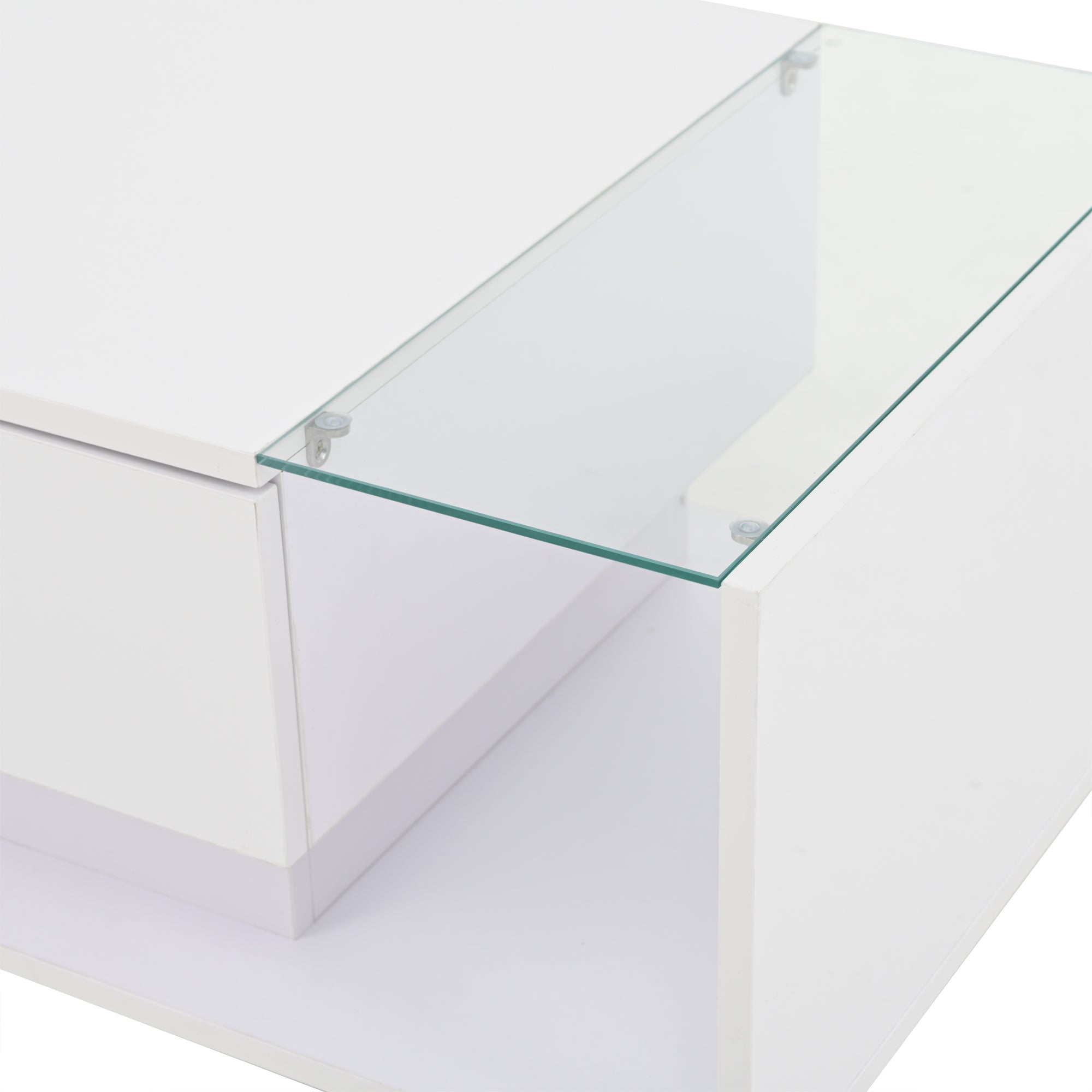 [variant:N892P423295W] High-Gloss LED Coffee Table with Drawer and Glass Top image 29