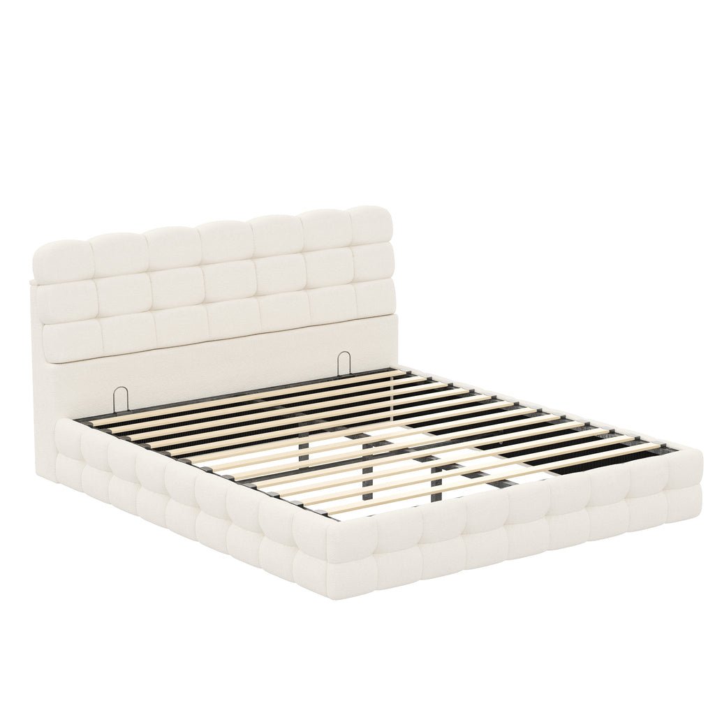 [variant:HS451572AAK] Queen Hydraulic Lift Storage Bed – Cream White image 18