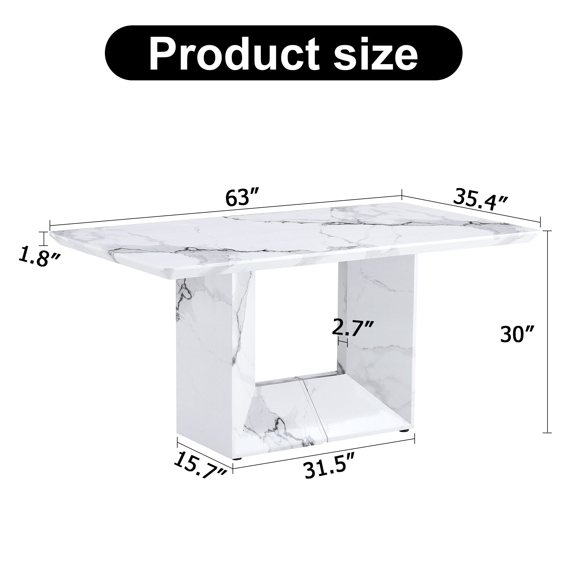 [variant:W3806S00015] White Marble-Look Dining Table image 4