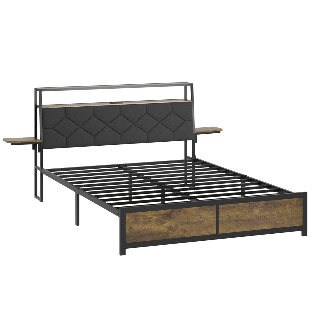 [variant:W5658P486993] Queen Metal Platform Bed with Storage Headboard & Charging Station image 13