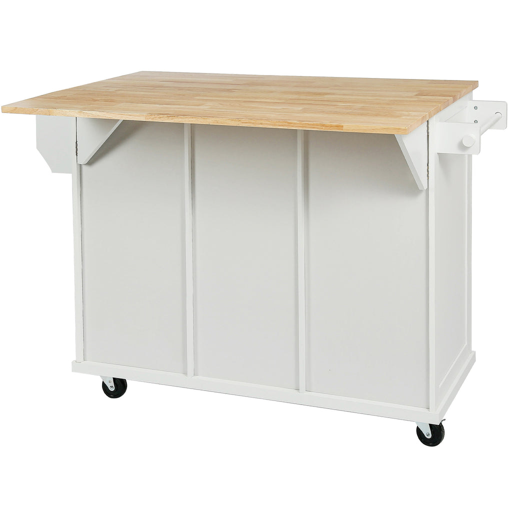 [variant:N853P383632W] Drop-Leaf Rolling Kitchen Cart – White, 53.1-Inch image 13