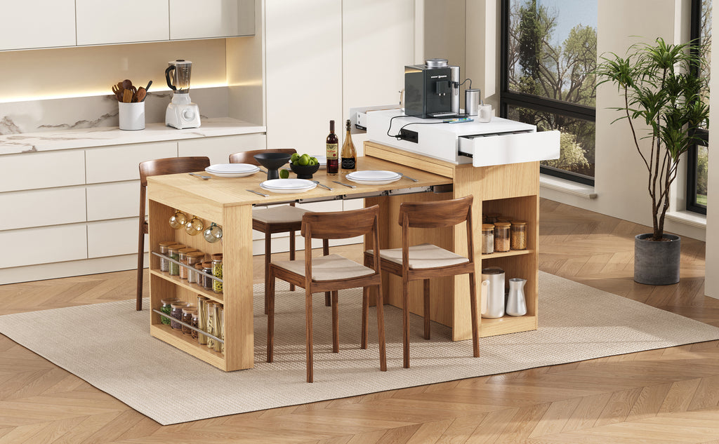 [variant:XW000028AAN-CA] Rolling Kitchen Island with Extendable Table image 4