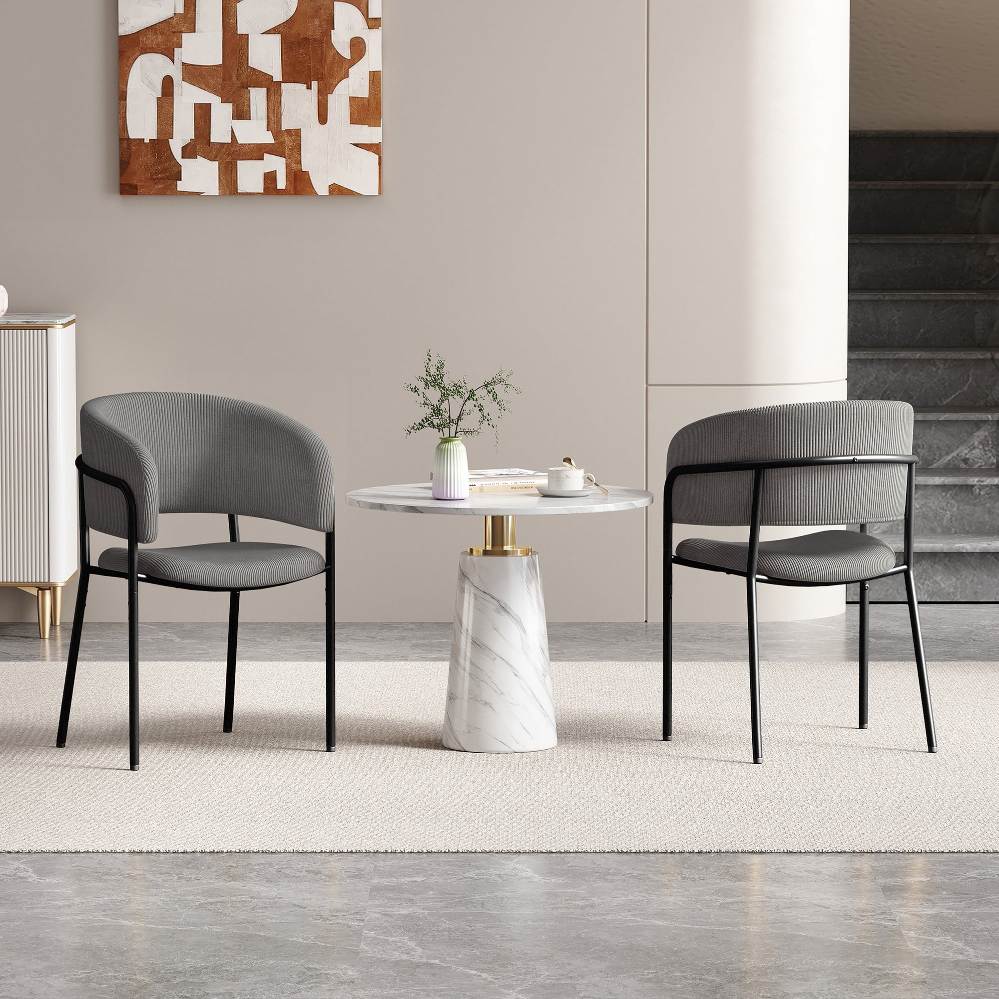 [variant:N852P429456E] Modern Corduroy Side Chairs – Sets of 1, 4 or 6 – Grey image 1