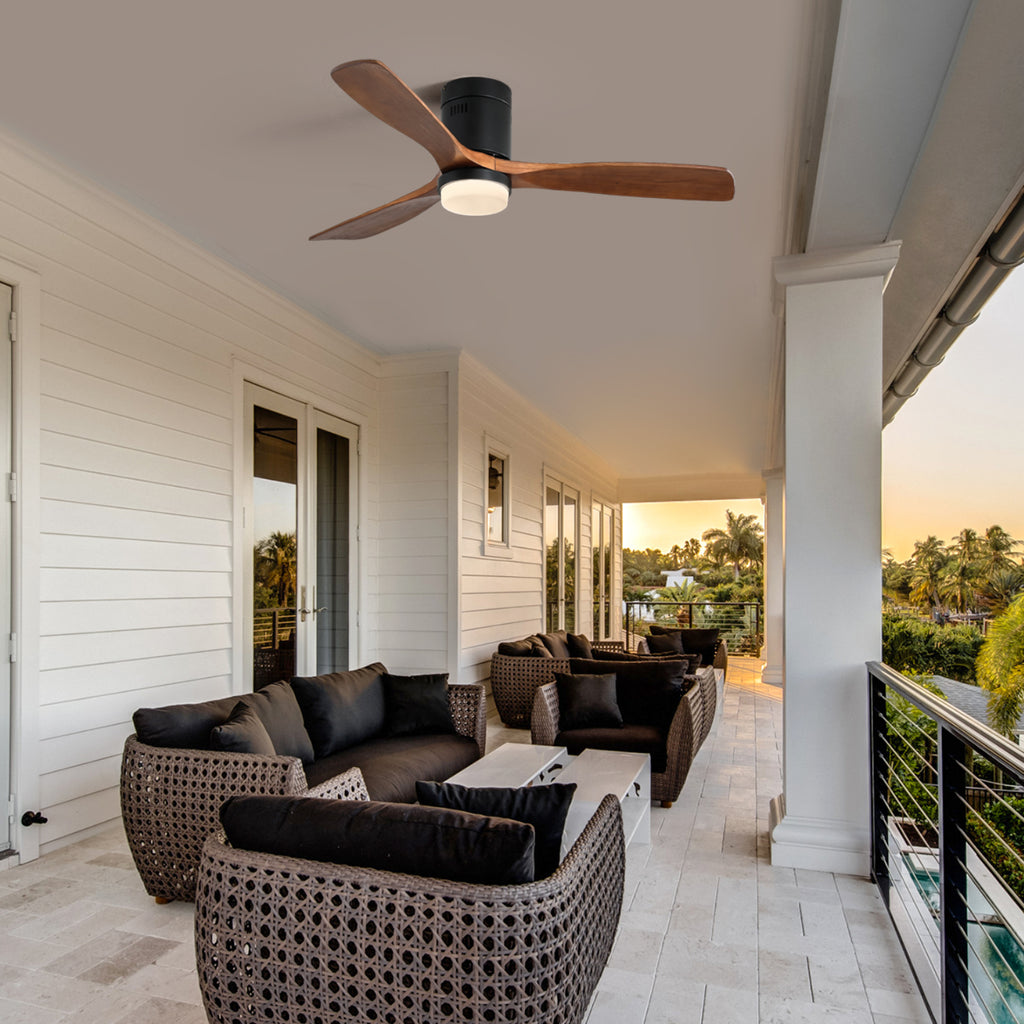 [variant:W5691P515103] Matte Black Solid Wood Ceiling Fan with Light – 52-Inch image 4