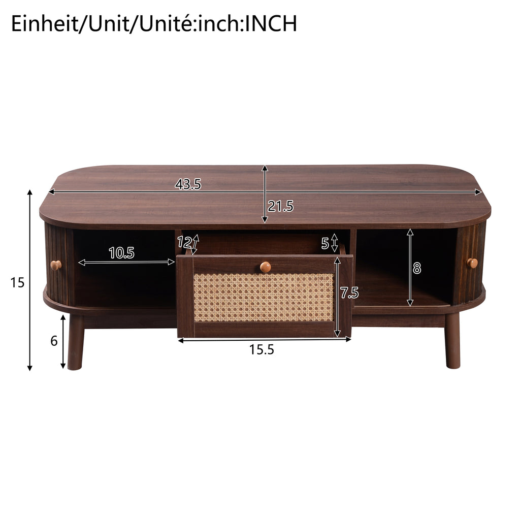 [variant:N875P360725N] Natural Rattan Coffee Table with Sliding Doors image 6